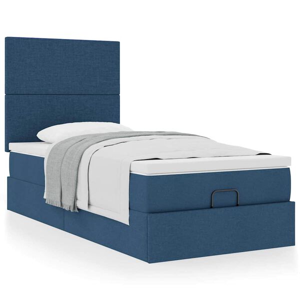 vidaXL Cama otomana con colch&oacute;n azul 90x200 cm tela