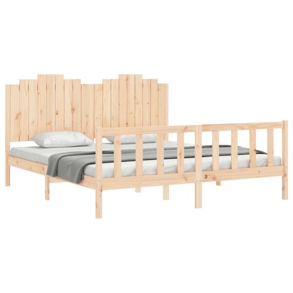 vidaXL Estructura de cama con cabecero madera maciza 180x200 cm