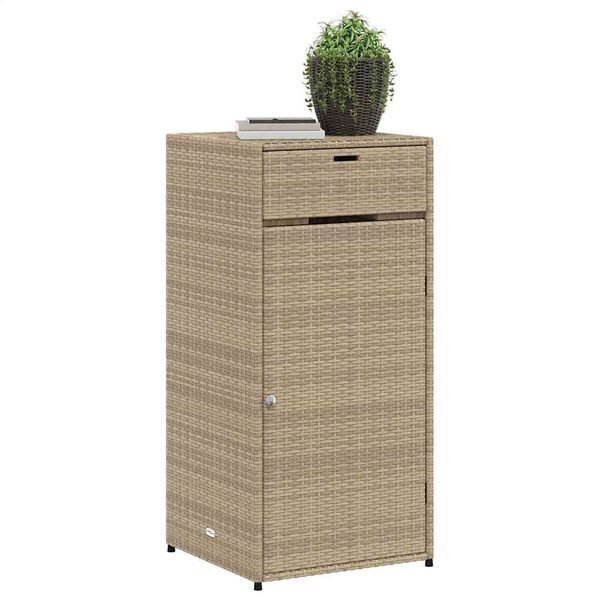 vidaXL Armario de almacenaje de jardín ratán PE beige 55x55x111 cm