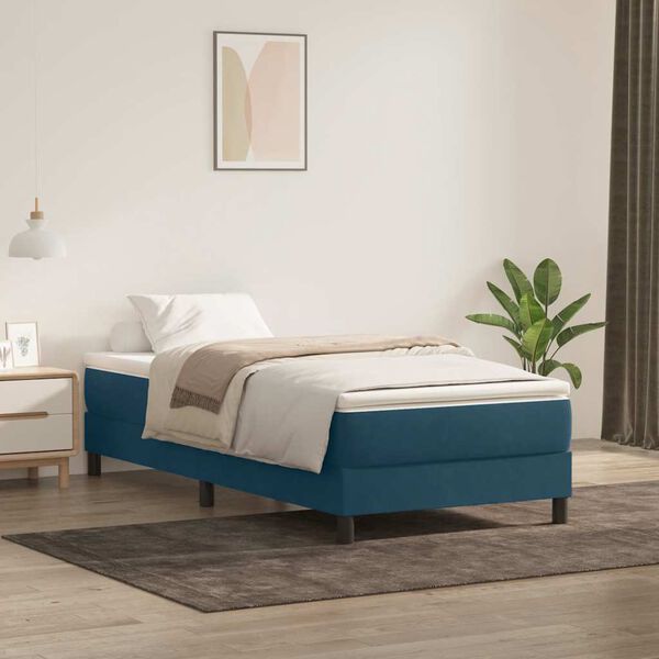 vidaXL Cama box spring sin colch&oacute;n azul oscuro terciopelo 100x220 cm