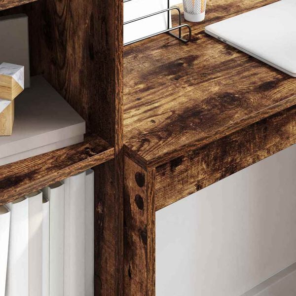 vidaXL Escritorio con caj&oacute;n 2 pcs Roble ahumado