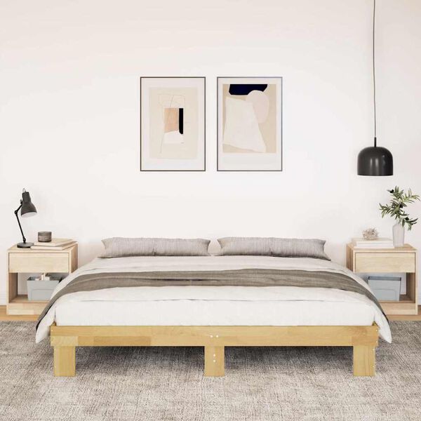 vidaXL Estructura de cama sin colch&oacute;n 180x200 cm madera maciza de roble
