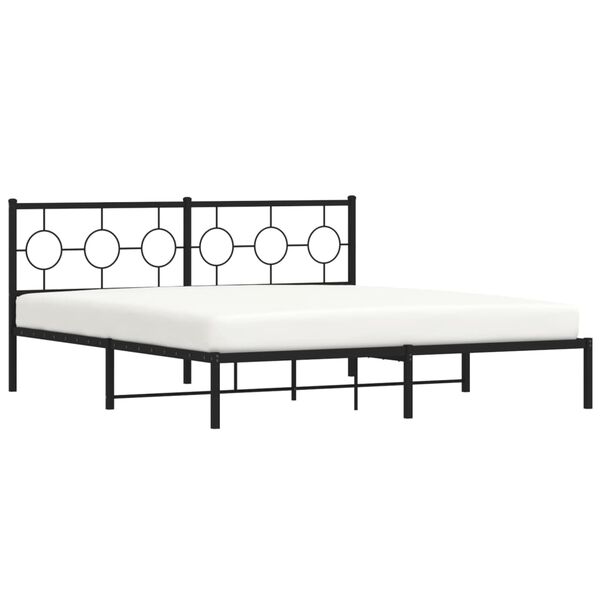 vidaXL Estructura cama sin colch&oacute;n con cabecero metal negro 180x200 cm