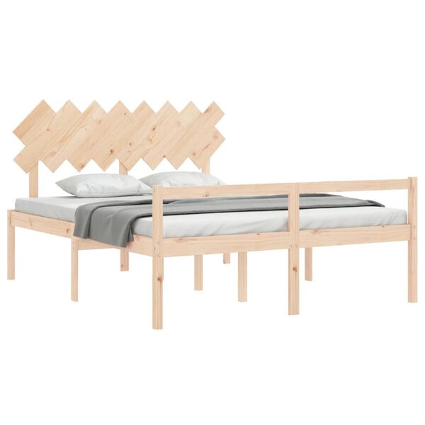 vidaXL Cama para personas mayores con cabecero madera maciza 160x200cm