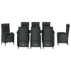 vidaXL Conjunto de Comedor de Jard&iacute;n 9 pcs Negro rat&aacute;n sint&eacute;tico