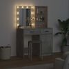 vidaXL Conjunto de mesa de vestidor con LED 2 pcs Gris Concreto