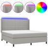 vidaXL Cama box spring colch&oacute;n y luces LED tela gris claro 180x200 cm