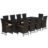 vidaXL Set de comedor jard&iacute;n 11 pzas con cojines rat&aacute;n sint&eacute;tico negro