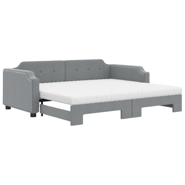 vidaXL Sof&aacute; cama nido con colch&oacute;n tela gris claro 90x200 cm