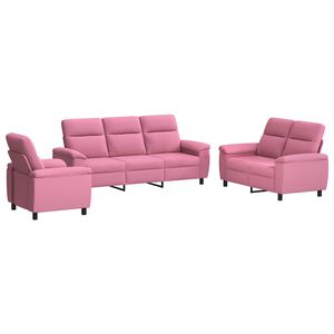 vidaXL Juego de Sof&aacute; 3 pcs Rosa Tela