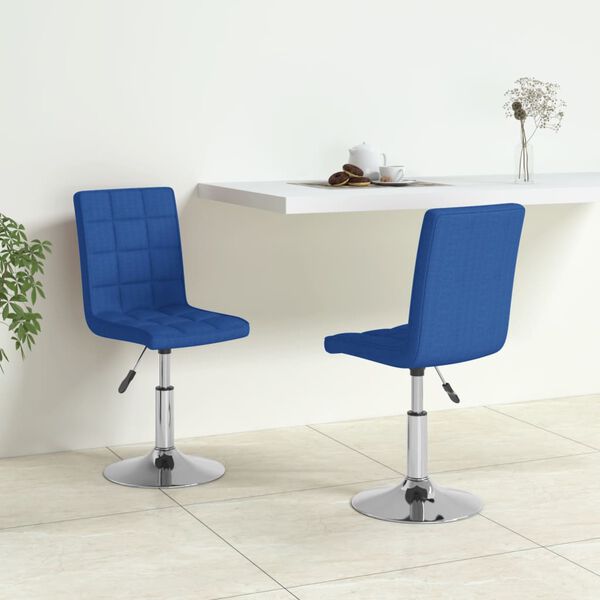 vidaXL Sillas de comedor giratorias 2 unidades tela azul