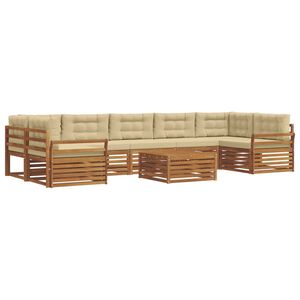 vidaXL Conjunto de sof&aacute;s de exterior con coj&iacute;n 8 pcs Natural y Beige