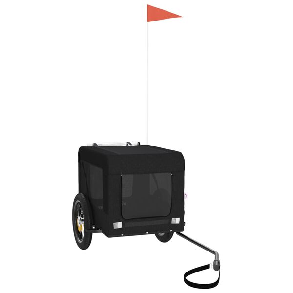 vidaXL Remolque de bicicleta mascotas hierro tela Oxford negro