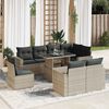 vidaXL Set muebles jard&iacute;n 9 pzas y cojines rat&aacute;n sint&eacute;tico gris claro
