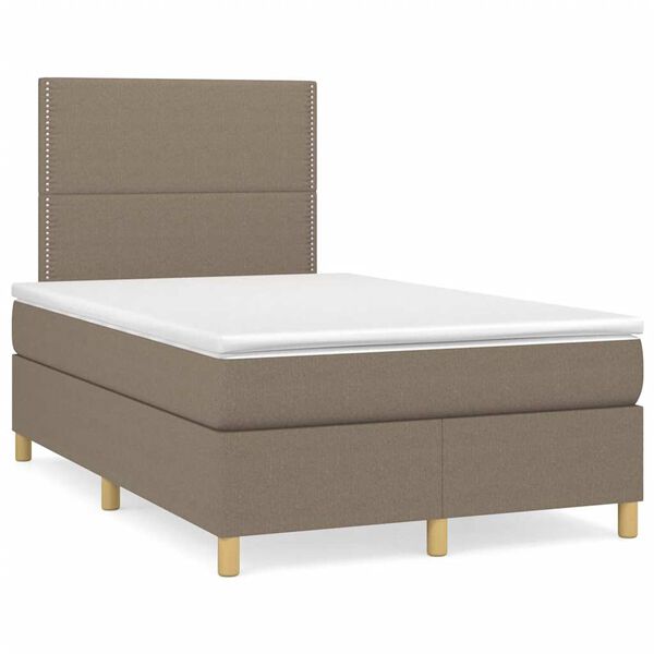 vidaXL Cama box spring con colch&oacute;n y LED tela gris taupe 120x190 cm
