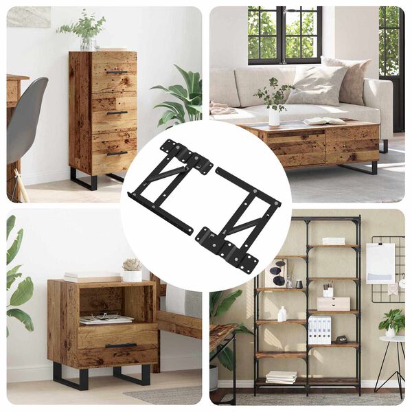 vidaXL Mecanismo de Elevaci&oacute;n de Cama 2 pcs Negro 340 x 95 x 40 mm