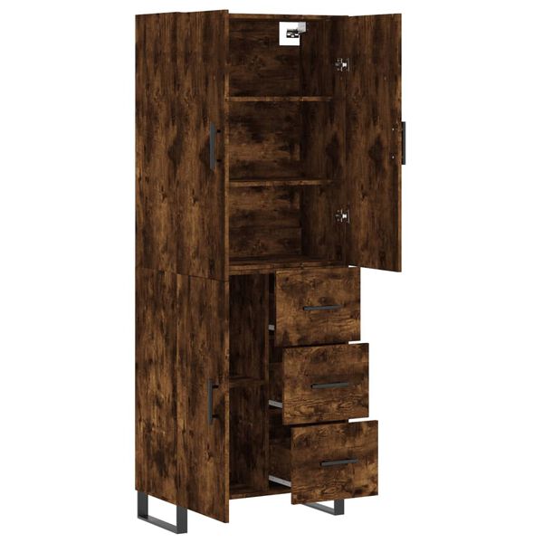 vidaXL Aparador alto madera contrachapada roble ahumado 69,5x34x180 cm