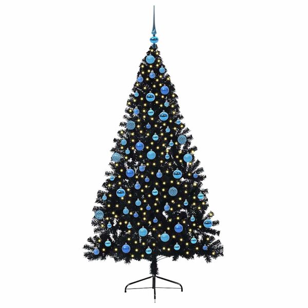 vidaXL &Aacute;rbol de Navidad Artificial Preiluminado Negro 180 cm PVC