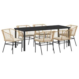 vidaXL Conjunto de Comedor de Jard&iacute;n 7 pcs Marr&oacute;n rat&aacute;n sint&eacute;tico