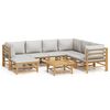 vidaXL Set de muebles de jard&iacute;n 8 piezas bamb&uacute; y cojines gris claro