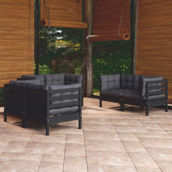 vidaXL Muebles de jard&iacute;n 6 piezas con cojines de madera de pino maciza