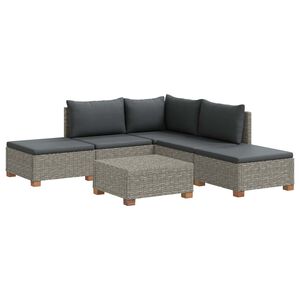 vidaXL 6 uds. Conjunto de Lounge de Rat&aacute;n con Cojines GENDT Gris Kubu