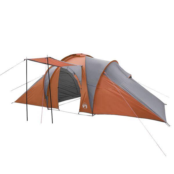 vidaXL Tienda familiar con c&uacute;pula impermeable 6 personas gris naranja