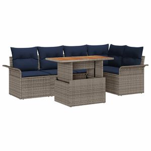 vidaXL Conjunto de sof&aacute;s de jard&iacute;n 6 uds. Gris y azul marino
