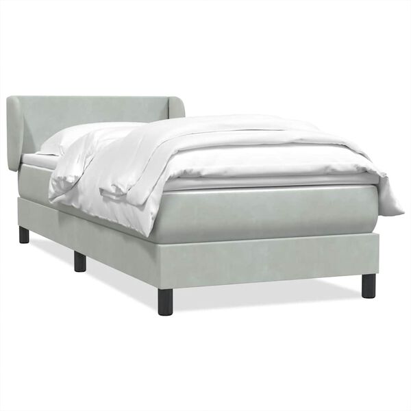 vidaXL Cama box spring con colch&oacute;n terciopelo gris claro 80x220 cm