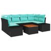 vidaXL Conjunto de sof&aacute;s de jard&iacute;n 7 uds. Negro y Turquesa