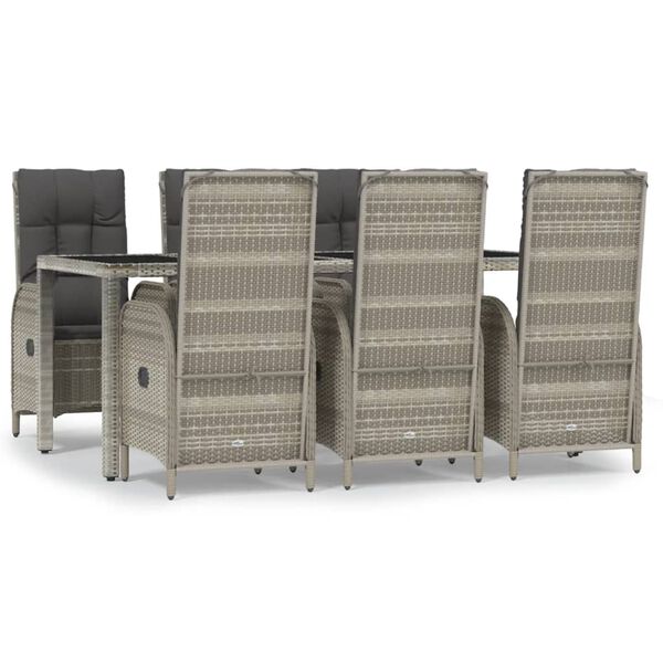 vidaXL Set comedor jardín 7 pzas y cojines ratán sintético gris