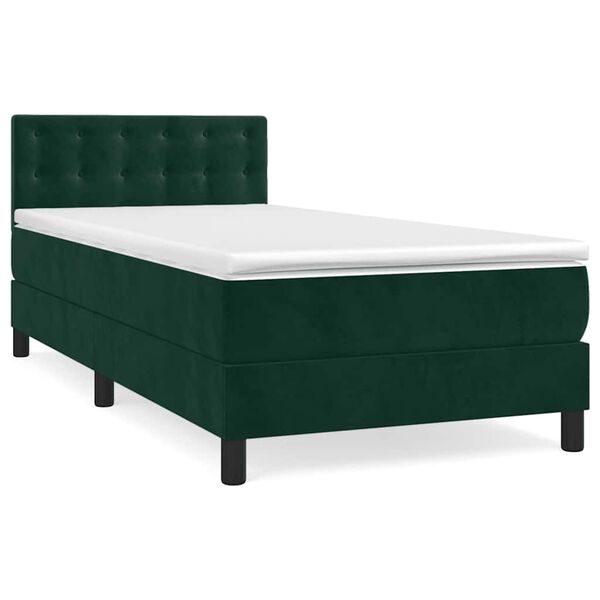 vidaXL Cama box spring con colch&oacute;n terciopelo verde oscuro 100x200 cm