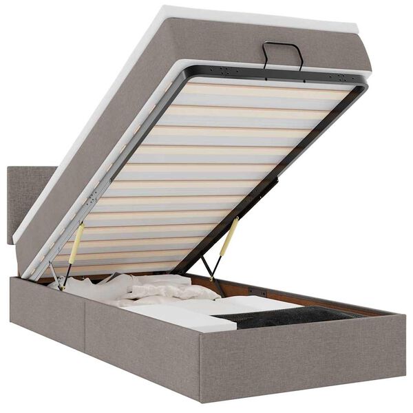 vidaXL Estructura de cama otomana colch&oacute;n tela gris pardo 90x190cm