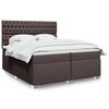 vidaXL Cama box spring con colch&oacute;n tela marr&oacute;n oscuro 200x200 cm