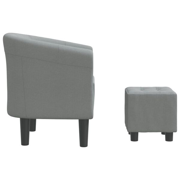 vidaXL Sill&oacute;n con taburete tela gris claro