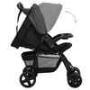 vidaXL Carrito de beb&eacute;s 2 en 1 de acero gris oscuro y negro