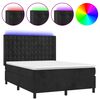 vidaXL Cama box spring colch&oacute;n y LED terciopelo negro 140x200 cm