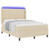 vidaXL Cama Box Spring LED con colch&oacute;n Crema 160 x 200 cm tela