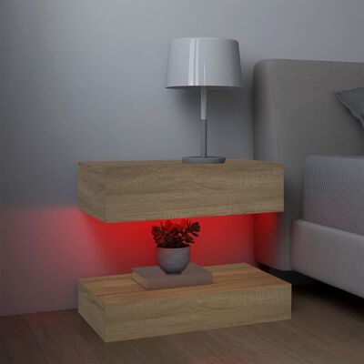 vidaXL Muebles para TV con luces LED 2 uds roble Sonoma 60x35 cm