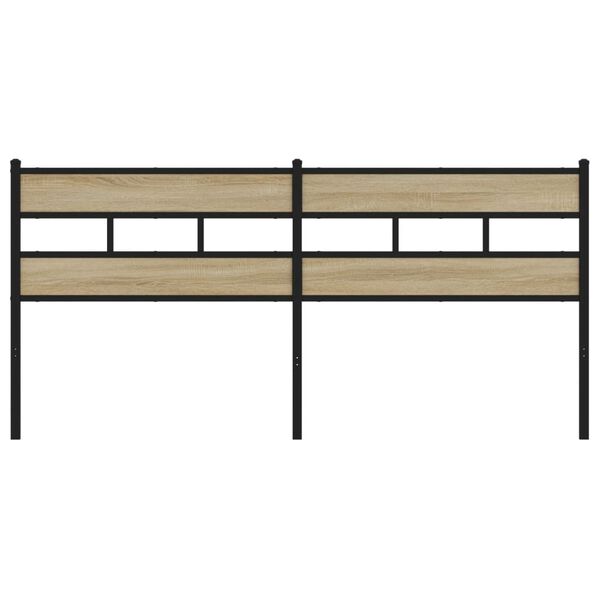 vidaXL Cabecero de hierro y madera de ingenier&iacute;a roble Sonoma 193 cm