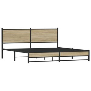 vidaXL Estructura de cama sin colch&oacute;n metal roble Sonoma 183x213 cm