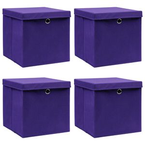 vidaXL Cajas de almacenaje con tapas 4 uds morado 28x28x28 cm