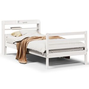 vidaXL Estructura de cama con cabecero sin colch&oacute;n blanco 100x200 cm