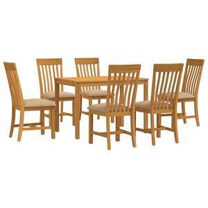 vidaXL Conjunto de comedor 7 uds. Beige Madera de Roble S&oacute;lido