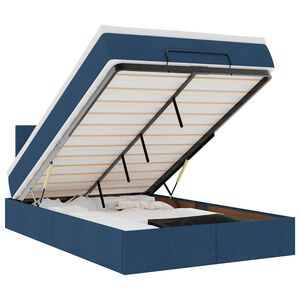 vidaXL Cama otomana con colch&oacute;n y luces LED azul 120x200 cm Tela