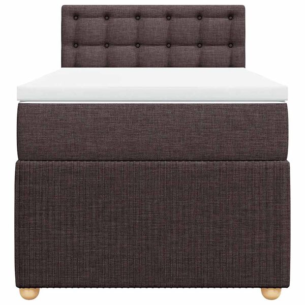 vidaXL Cama box spring con colch&oacute;n tela marr&oacute;n oscuro 80x200 cm