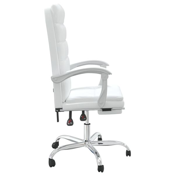 vidaXL Silla de oficina reclinable cuero sint&eacute;tico blanco