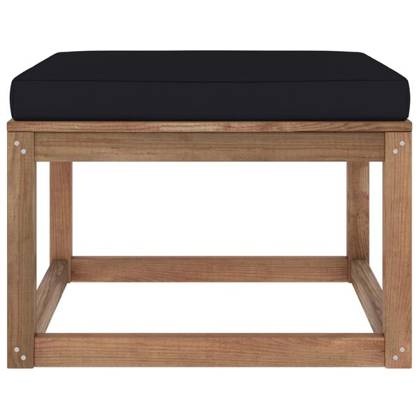 vidaXL Reposapi&eacute;s taburete de jard&iacute;n con coj&iacute;n negro