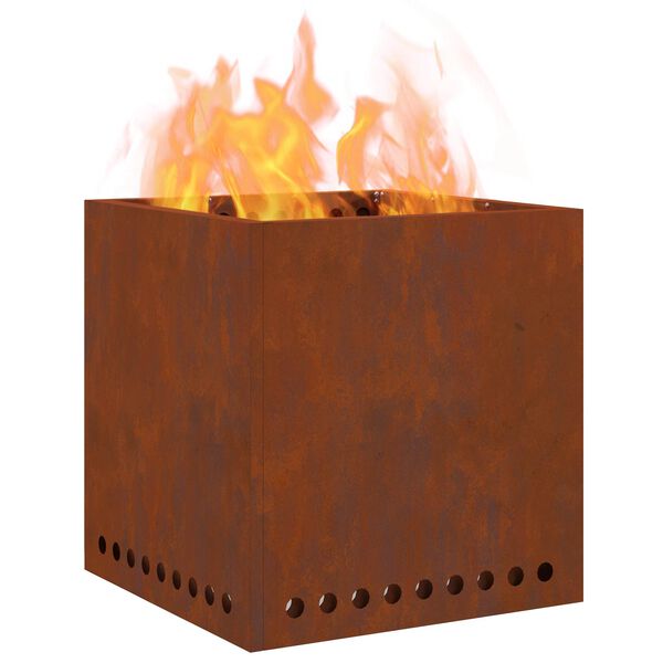 vidaXL Hoguera Sin Humo Marr&oacute;n 48 x 48 x 50 cm Acero autopatinable