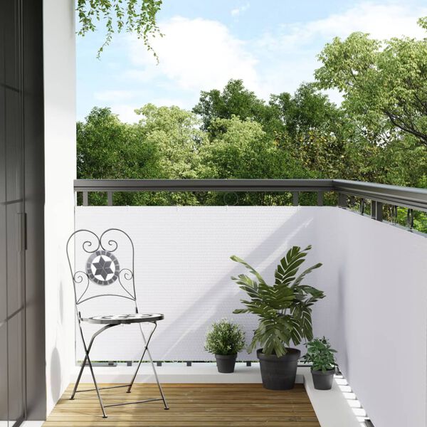 vidaXL Toldo para balc&oacute;n rat&aacute;n sint&eacute;tico blanco 300x90 cm